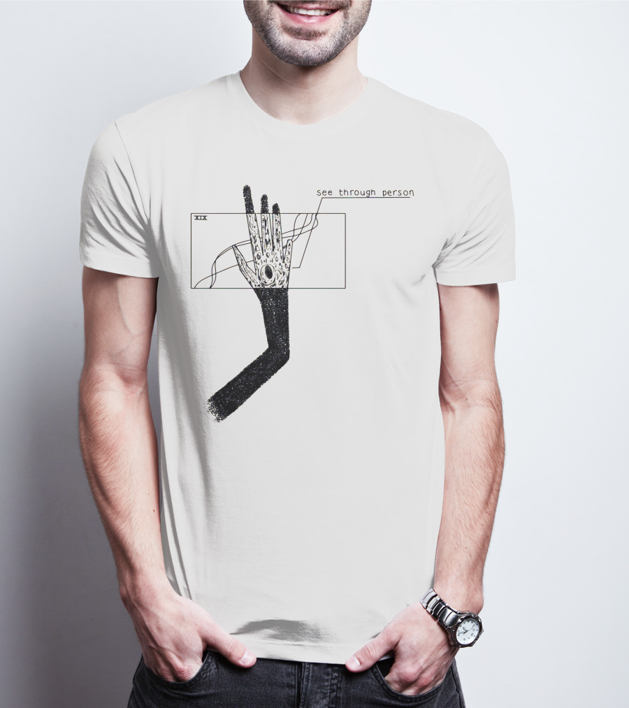 See Through Person Hand Illustration With Void Design And Abstract Lines T-Shirt