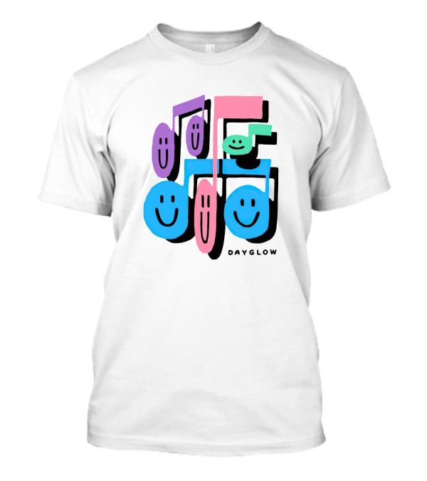 Dayglow Smiling Musical Notes Colorful T-Shirt