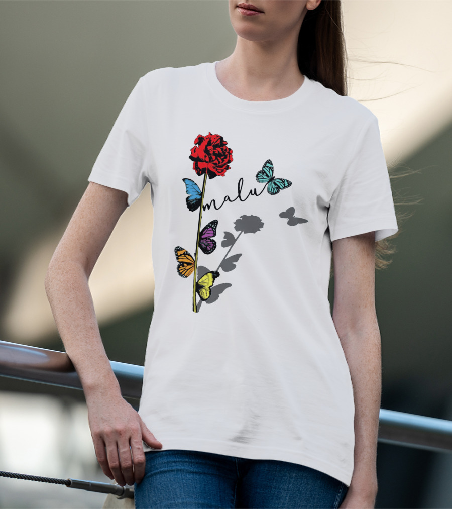 Malu Red Rose Butterflies T-Shirt