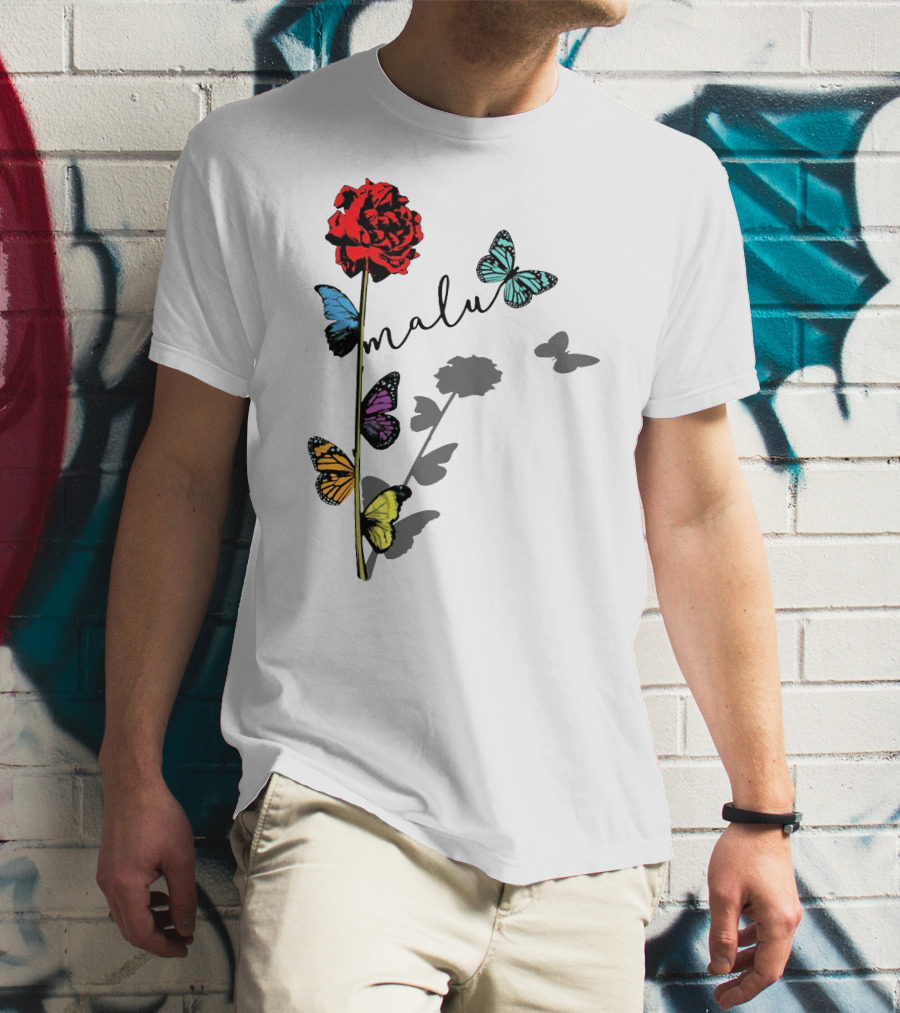 Malu Red Rose Butterflies T-Shirt