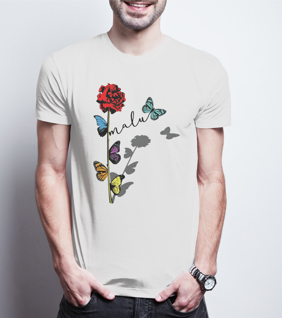 Malu Red Rose Butterflies T-Shirt