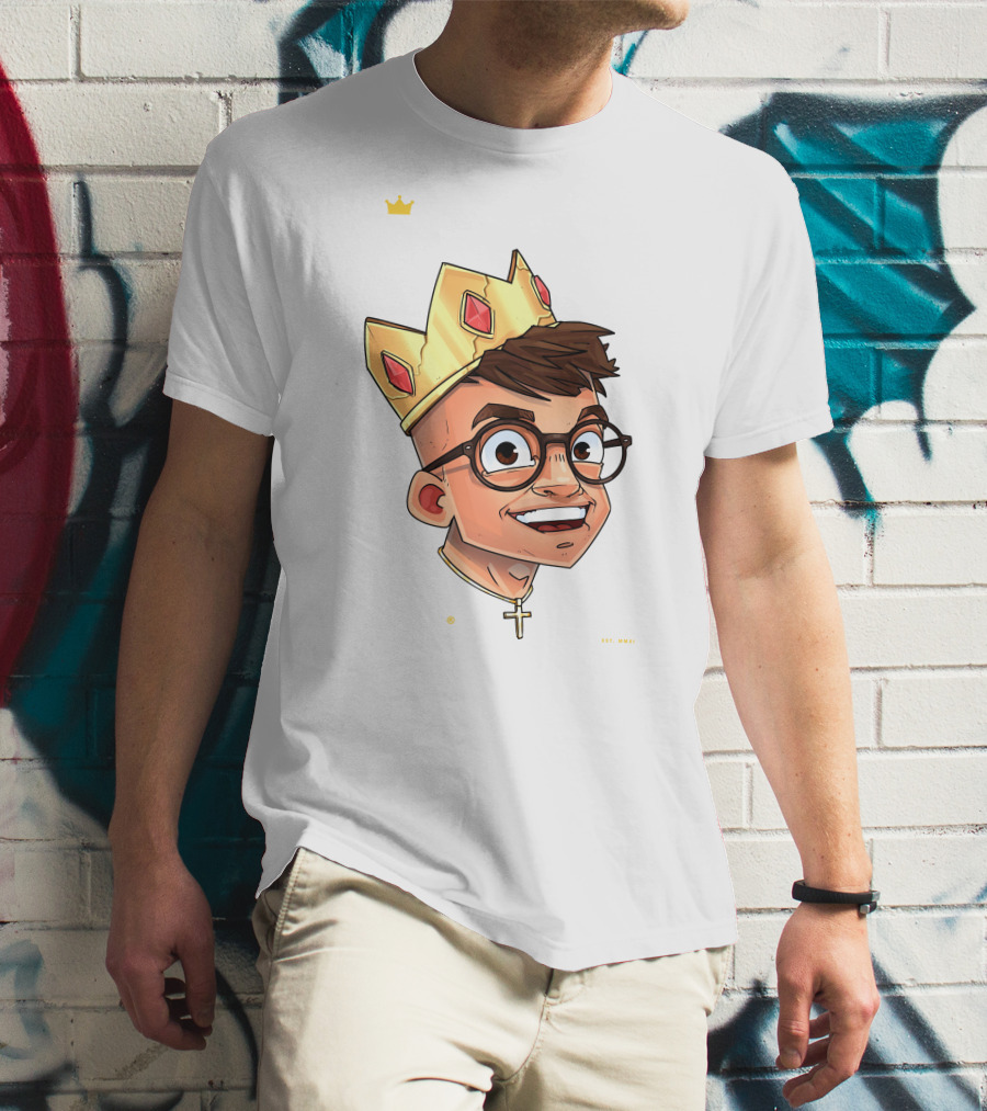 Joe Woe Thirt Crowned Cartoon With Glasses And Cross Necklace T-Shirt