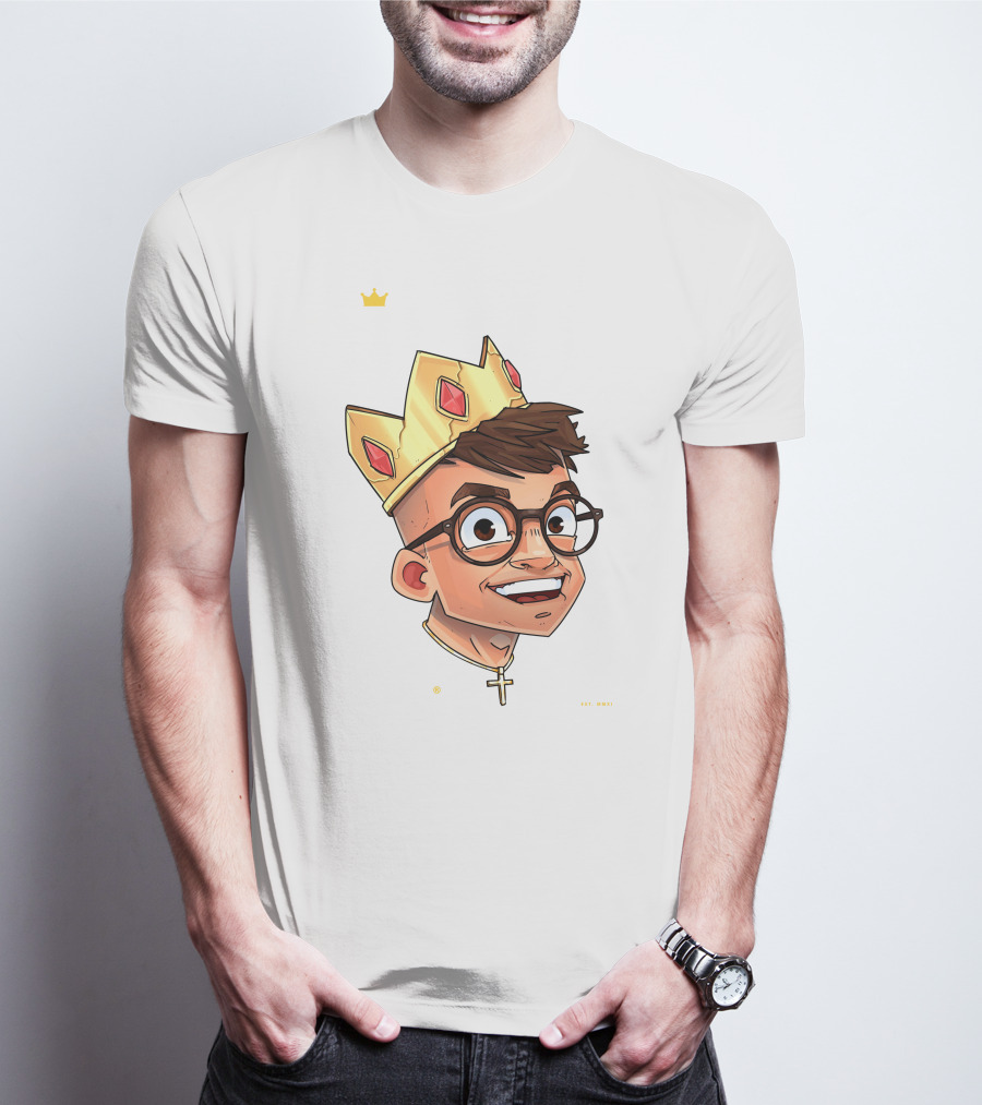 Joe Woe Thirt Crowned Cartoon With Glasses And Cross Necklace T-Shirt