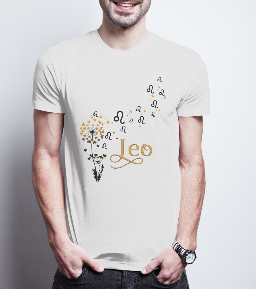 Leo Zodiac Symbol Dandelion Blossoms T-Shirt