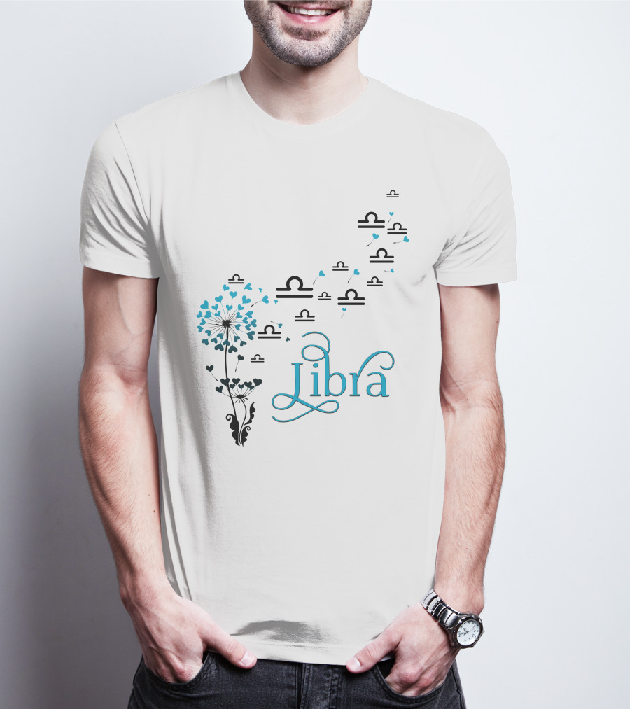 Libra Bloom Zodiac Symbol Hearts T-Shirt