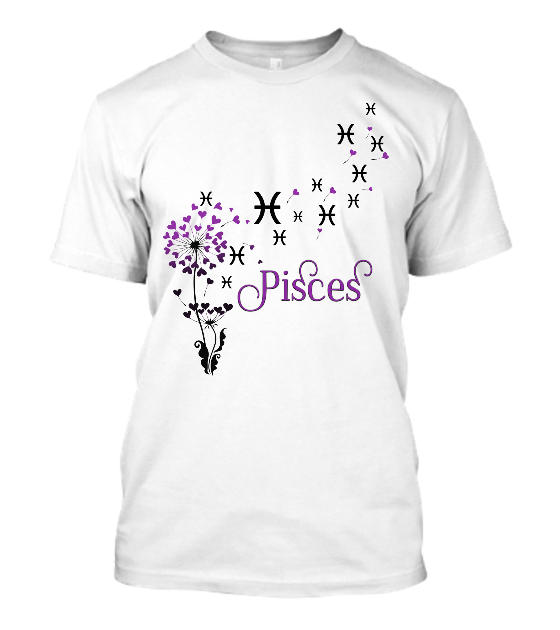 Pisces Symbol With Heart Dandelion T-Shirt