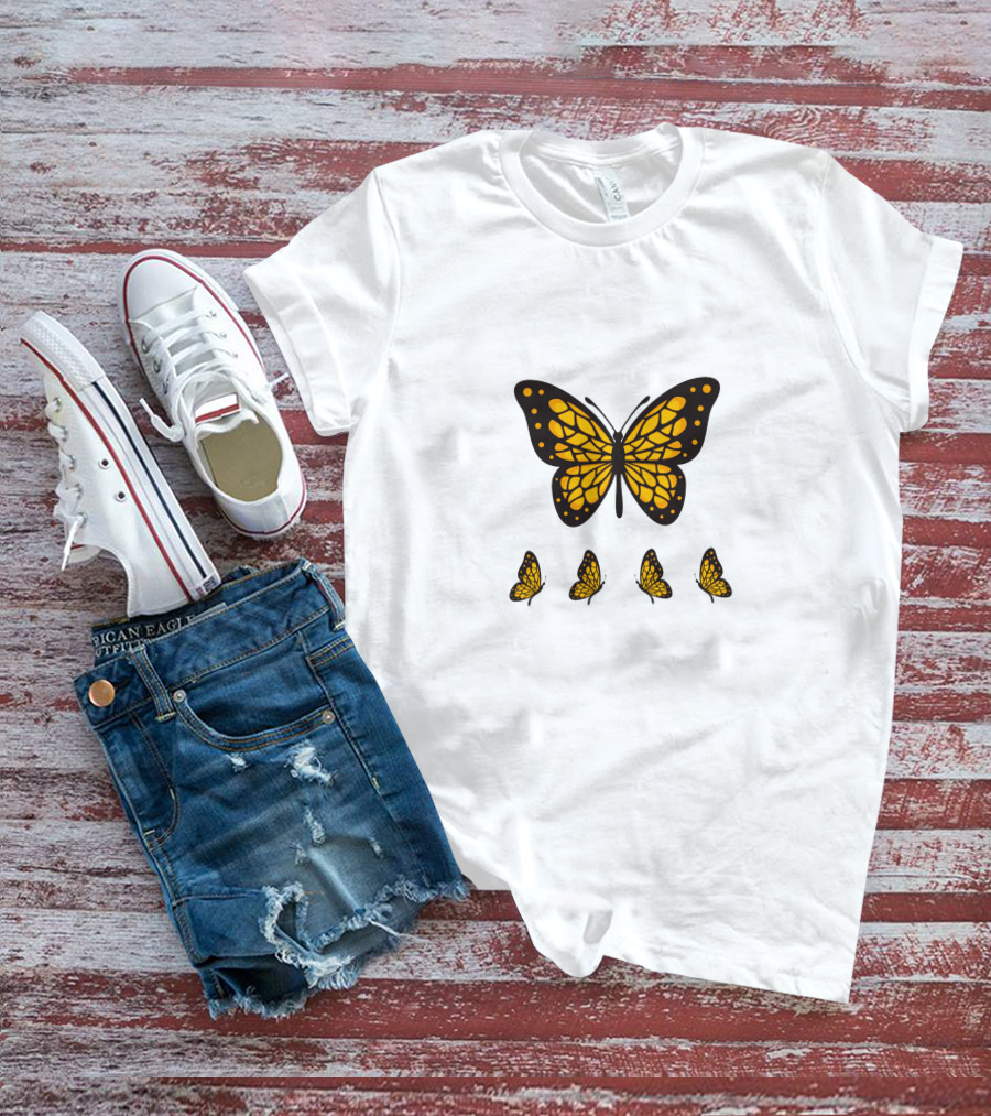 Yellow Butterfly Monarch Design Collection T-Shirt