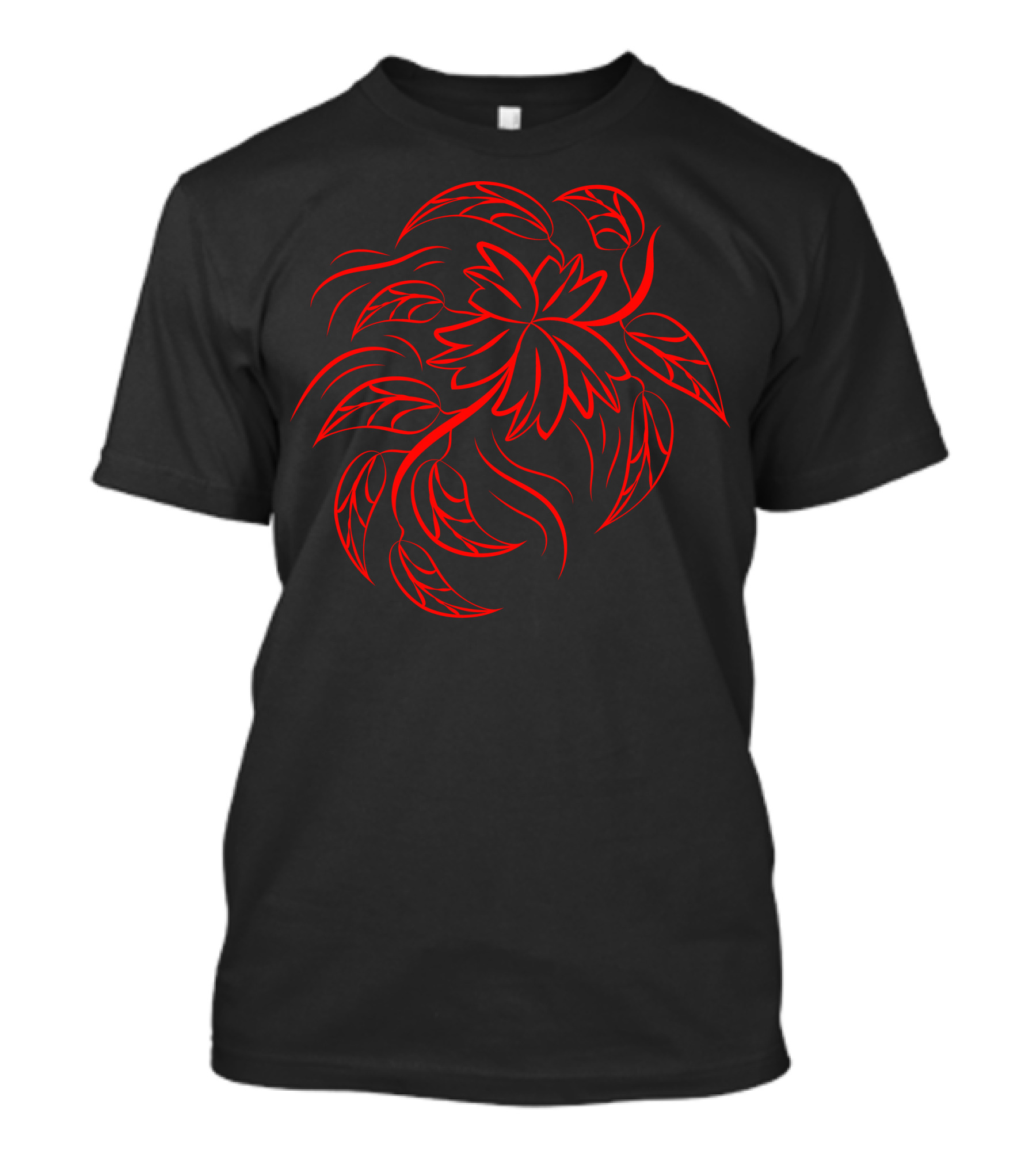 Pr 322 Red Tribal Leaf T-Shirt