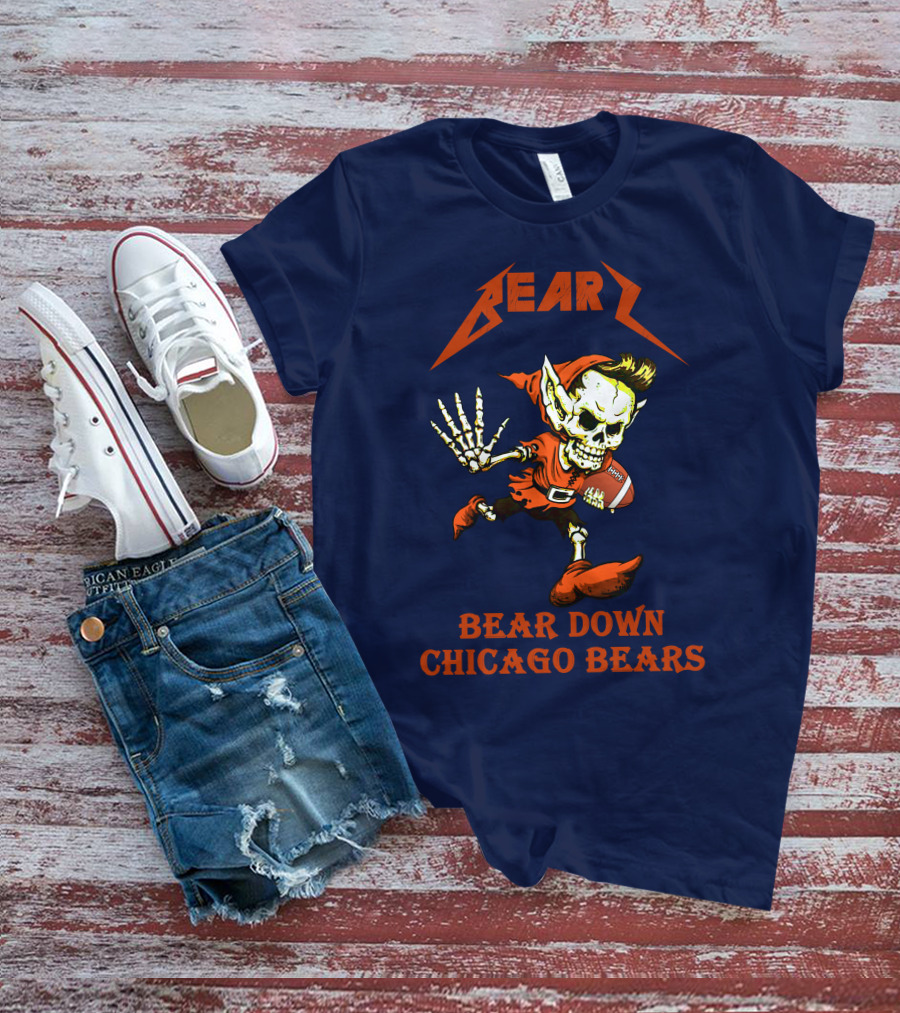 BEAR DOWN CHICAGO BEARS H101 SKELETON FOOTBALL PLAYER T-Shirt