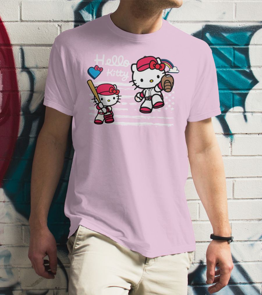 Hello Kitty Baseball American Flag Theme For Fans T-Shirt