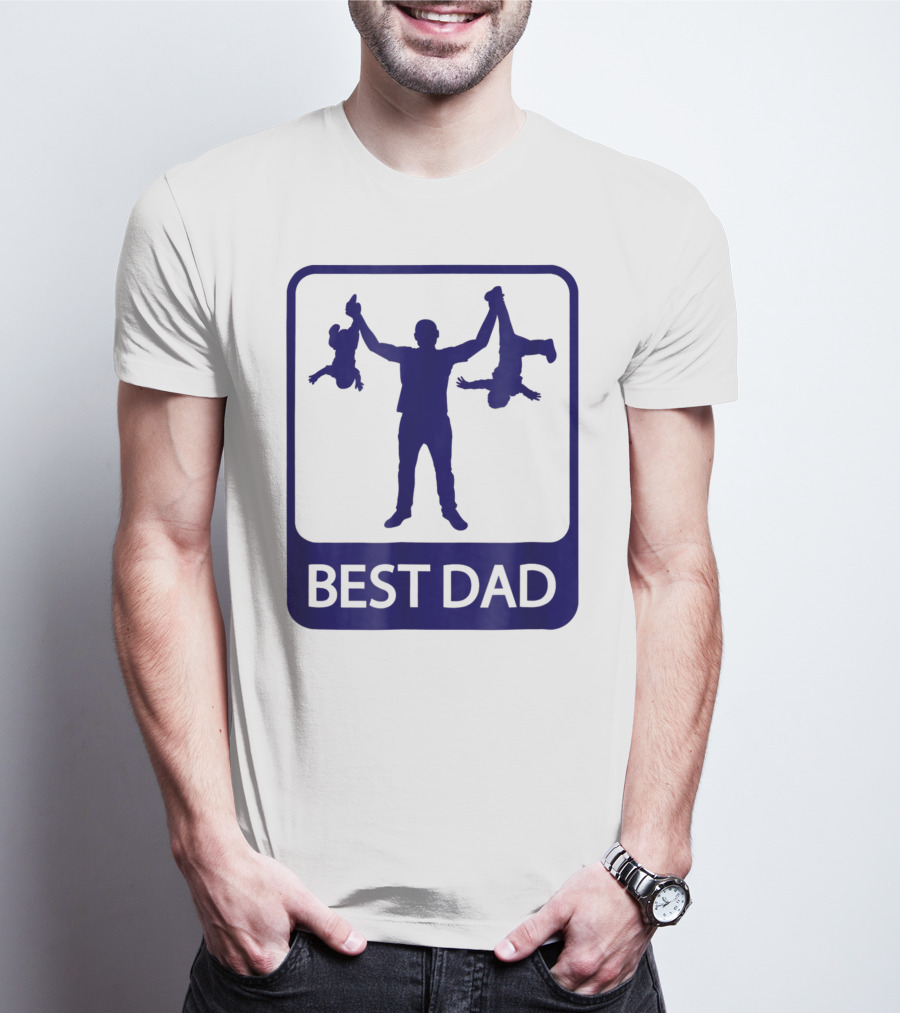 Best Dad Silhouette Holding Kids Playfully T-Shirt