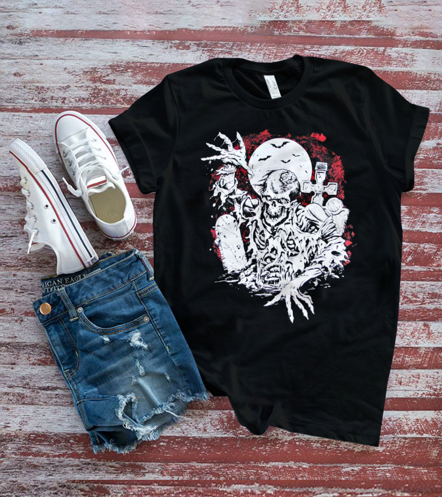 Summer Goth Zombie Undead Walking Corpse Horror Grave Moon T-Shirt