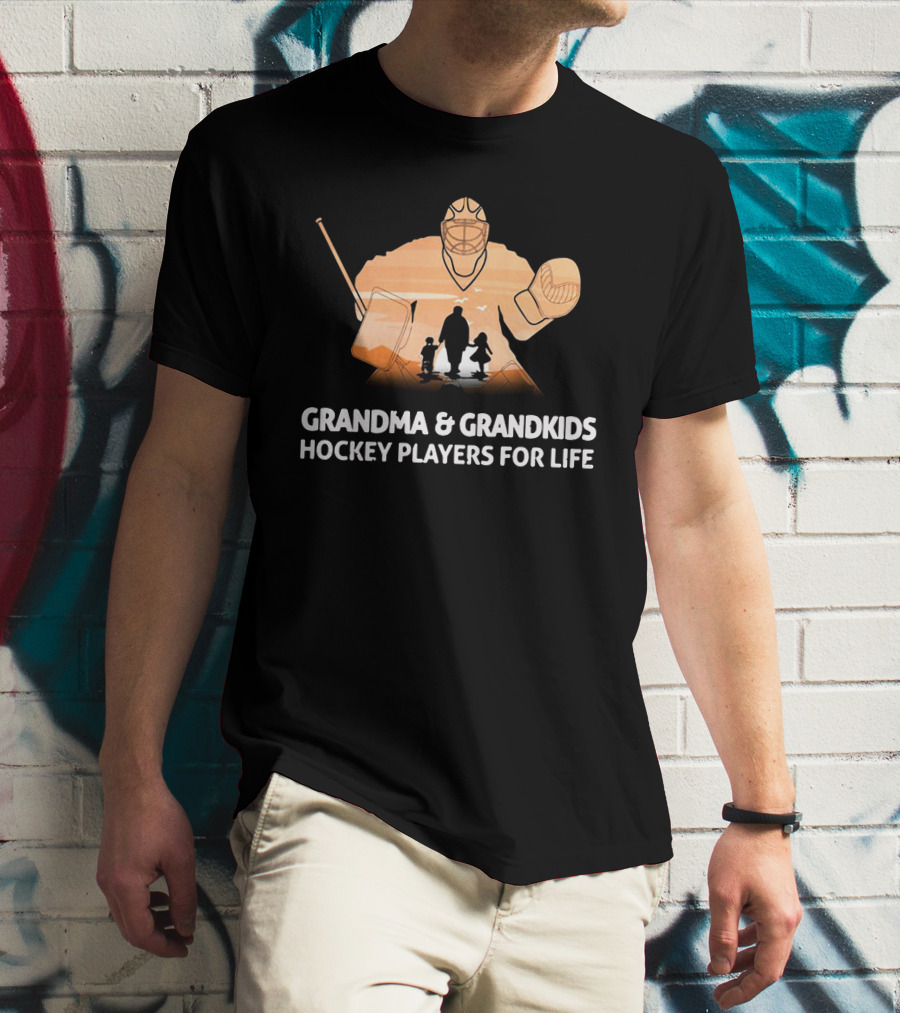 Grandma And Grandkids Hockey Players For Life Hockey Gear T-Shirt