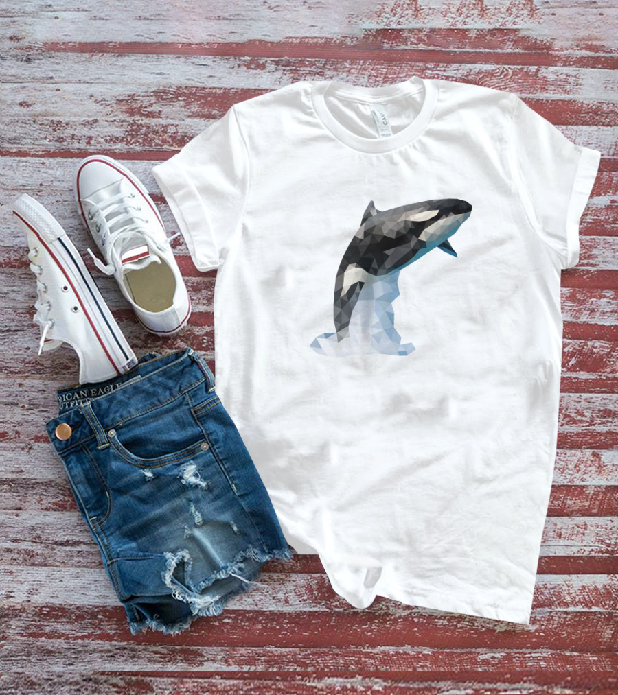 Dophil Jump Geometric Dolphin In Mid-Leap T-Shirt