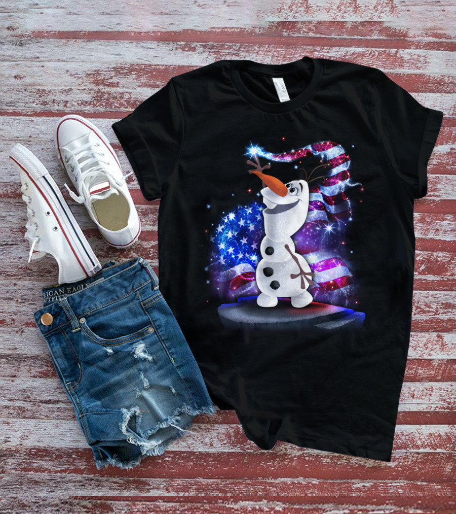 Olaf Bling July American Flag Sparkle T-Shirt