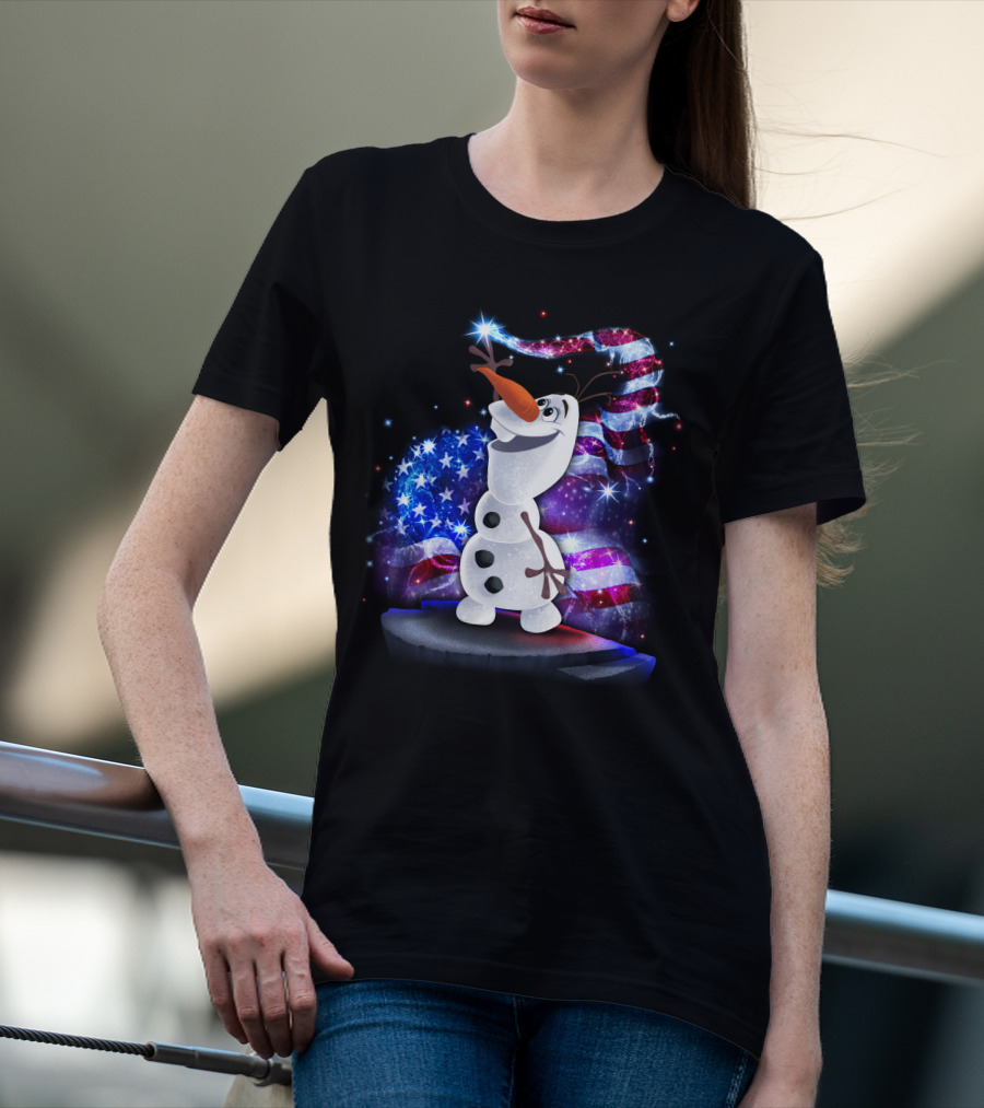 Olaf Bling July American Flag Sparkle T-Shirt