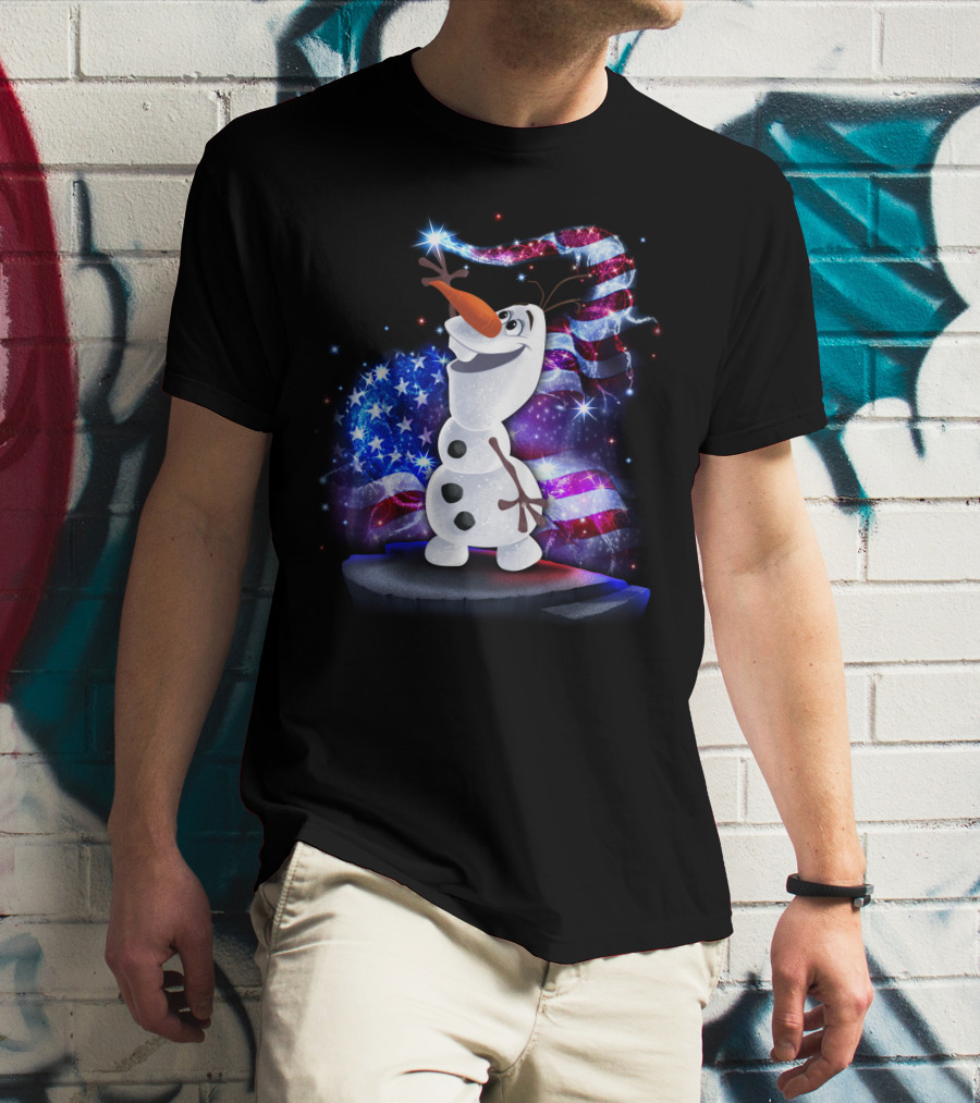 Olaf Bling July American Flag Sparkle T-Shirt