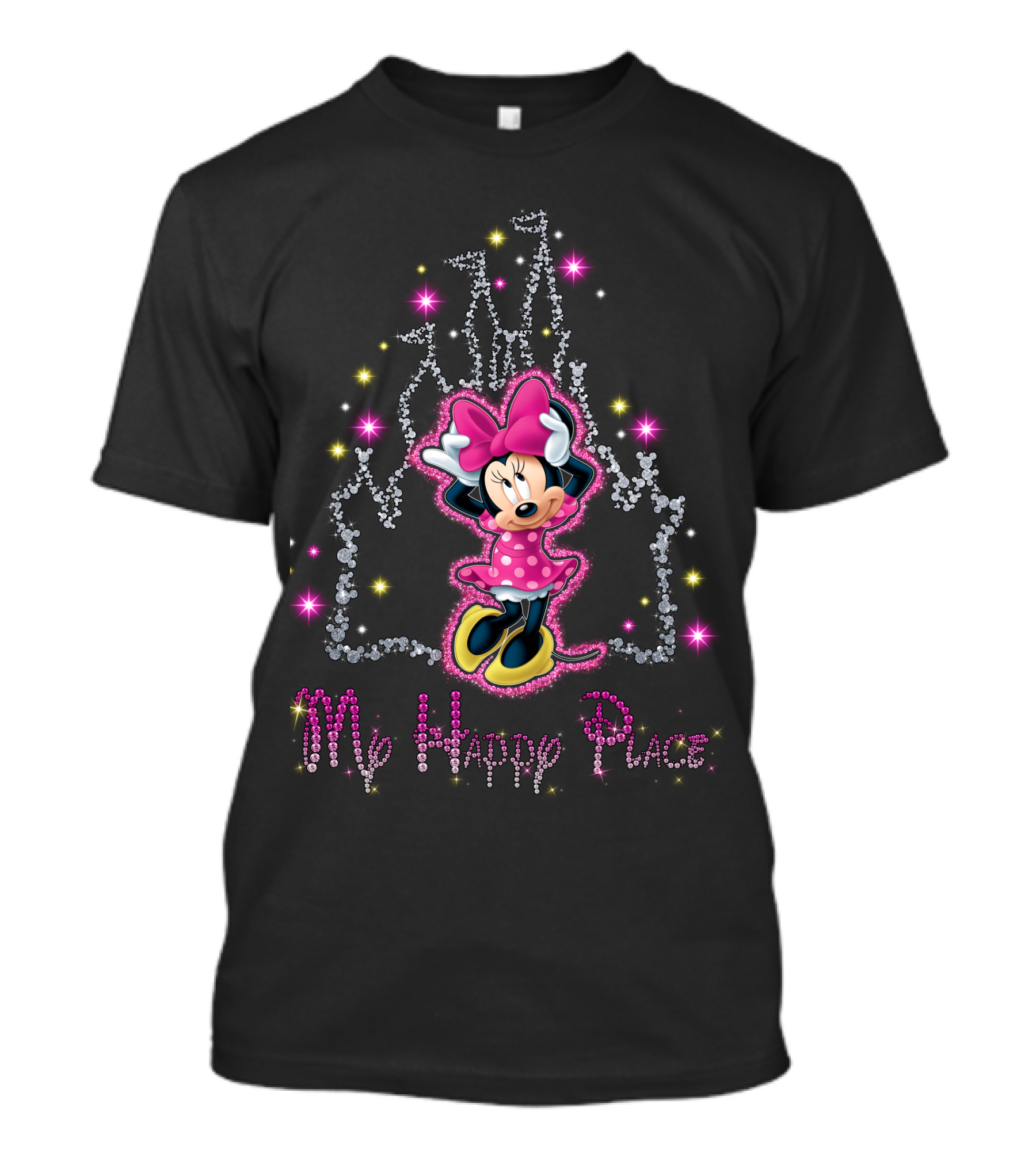 Minnie My Happy Place Pink Polka Dot Dress Castle Sparkle T-Shirt