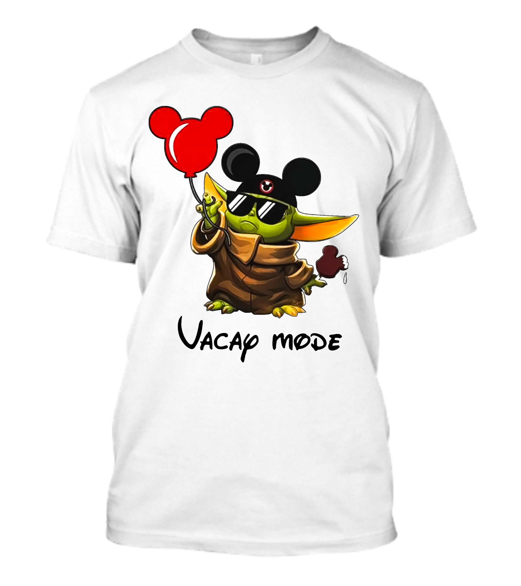 Mickey Ears Baby Yoda Vacay Mode Fun Balloon T-Shirt