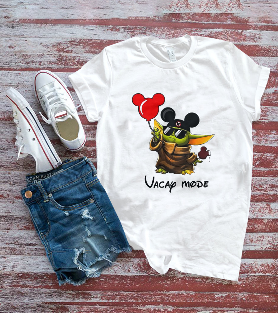 Mickey Ears Baby Yoda Vacay Mode Fun Balloon T-Shirt