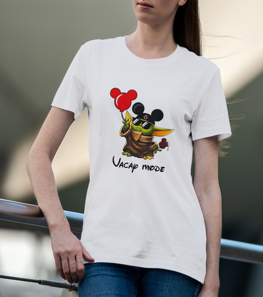 Mickey Ears Baby Yoda Vacay Mode Fun Balloon T-Shirt