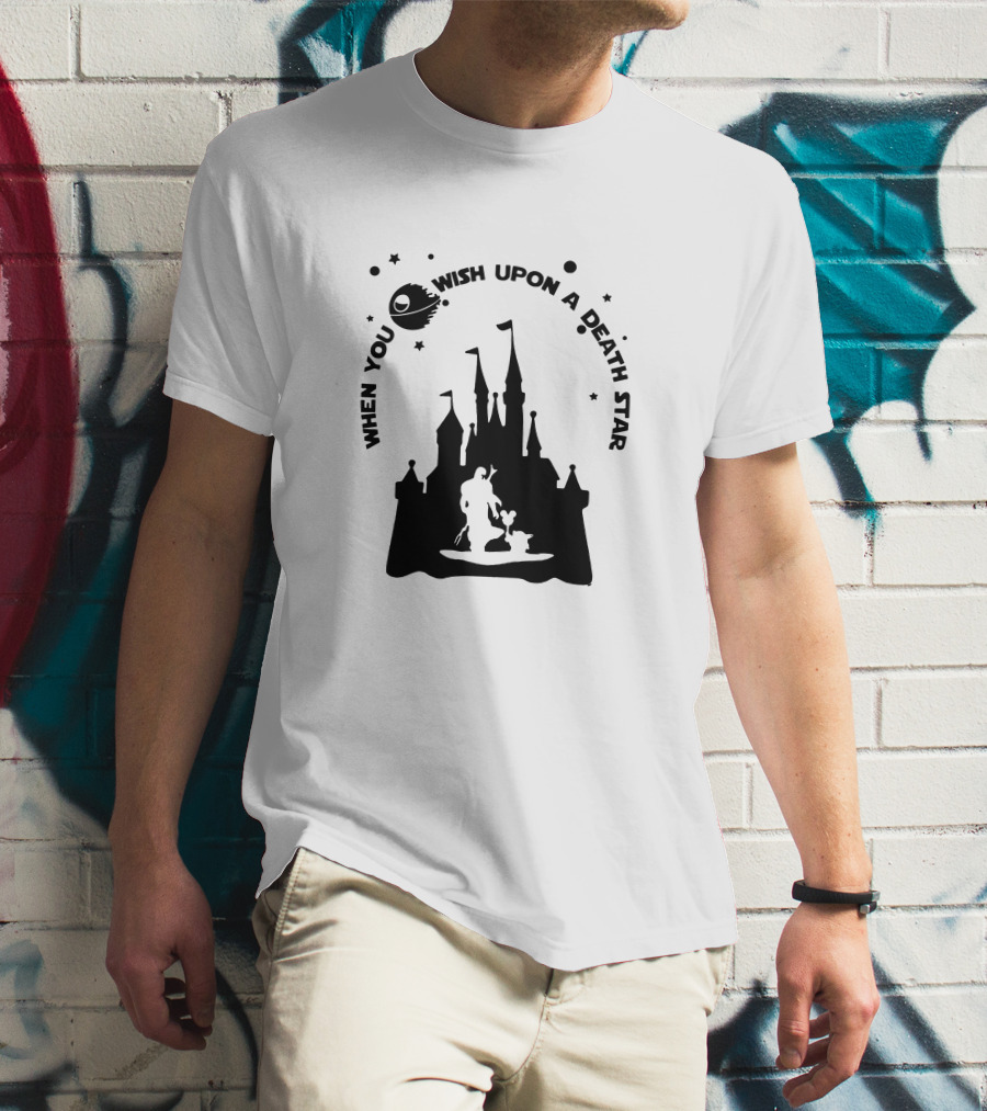 When You Wish Upon A Death Star Disney Castle Baby Yoda T-Shirt