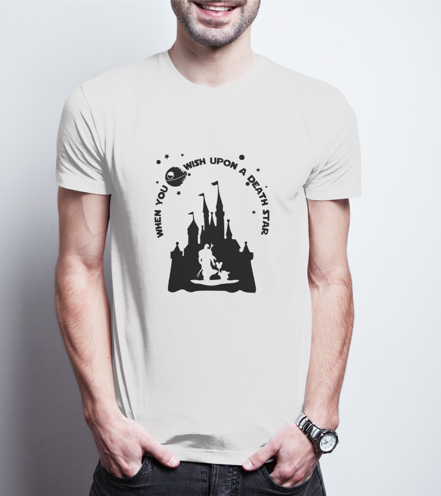 When You Wish Upon A Death Star Disney Castle Baby Yoda T-Shirt