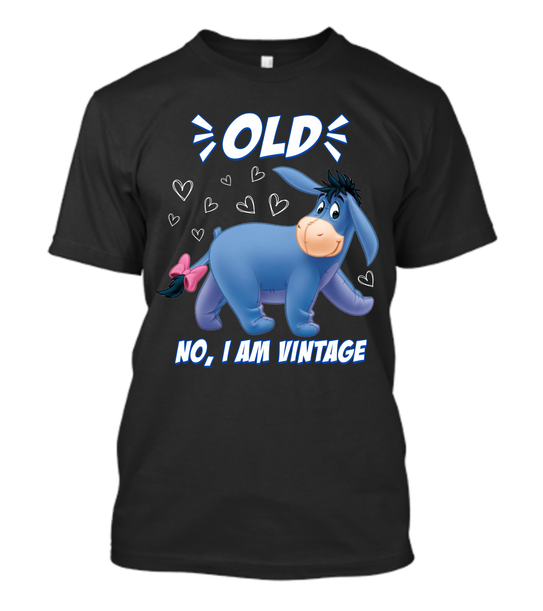 Eeyore Old No I Am Vintage Hearts T-Shirt
