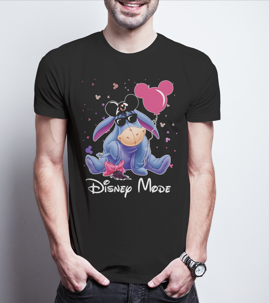 Disney Mode Eeyore With Mickey Balloon And Sunglasses T-Shirt