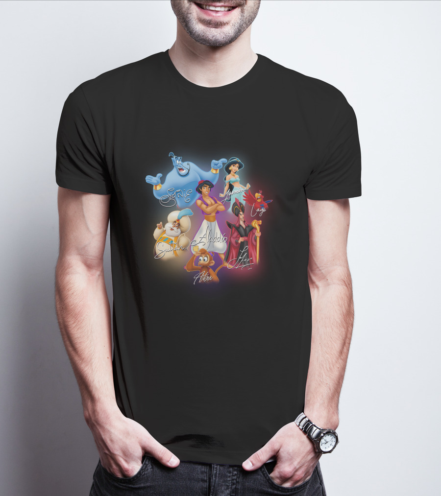Aladdin Jasmine Genie Jafar Iago Sultan Abu Signatures T-Shirt