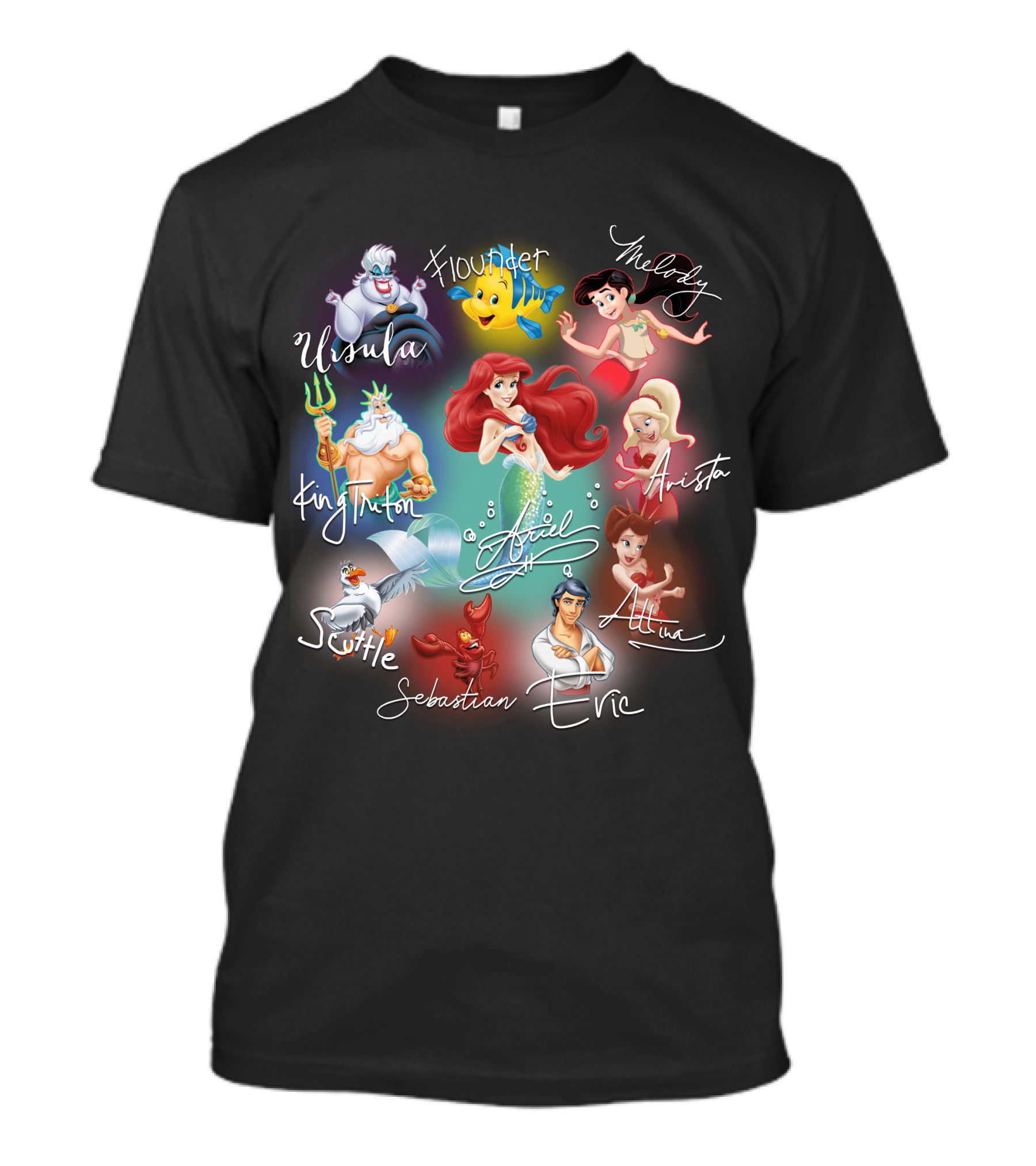 Ariel Signature Ursula Flounder Melody King Triton Sebastian Scuttle Eric Attina Arista T-Shirt