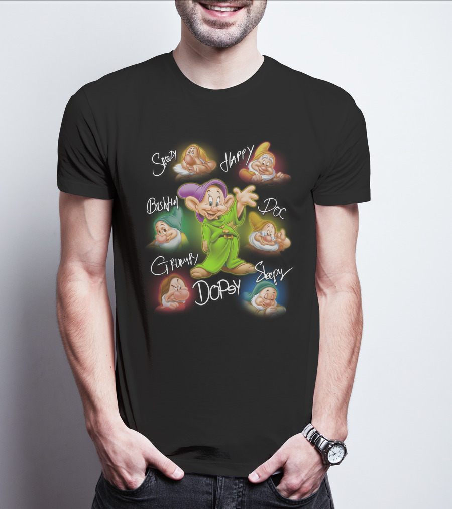 Seven Dwarfs Dopey Bashful Doc Grumpy Happy Sleepy Sneezy Signature T-Shirt