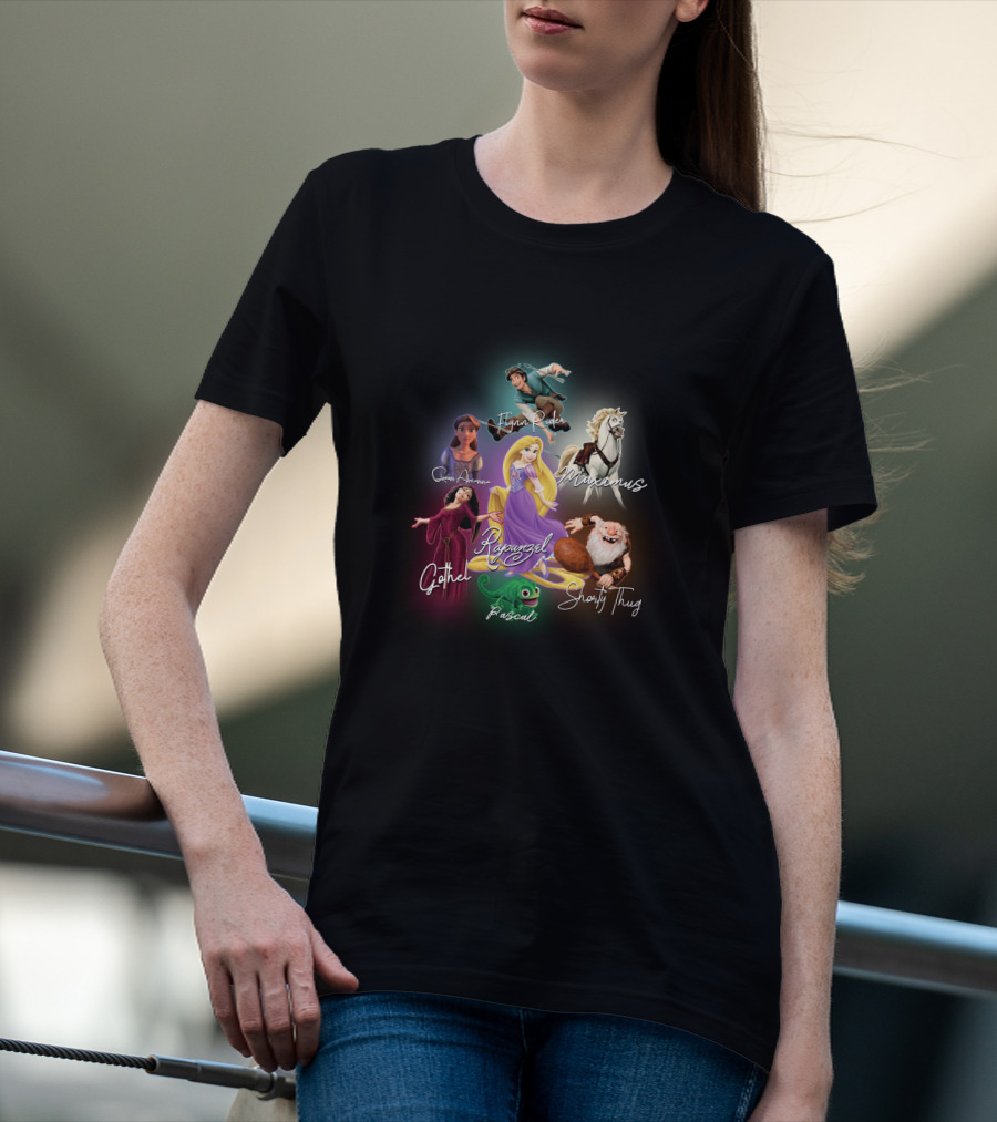 Rapunzel Flynn Rider Maximus Pascal Mother Gothel Captain Of The Guard Shorty Thug Disney Tangle Signature T-Shirt