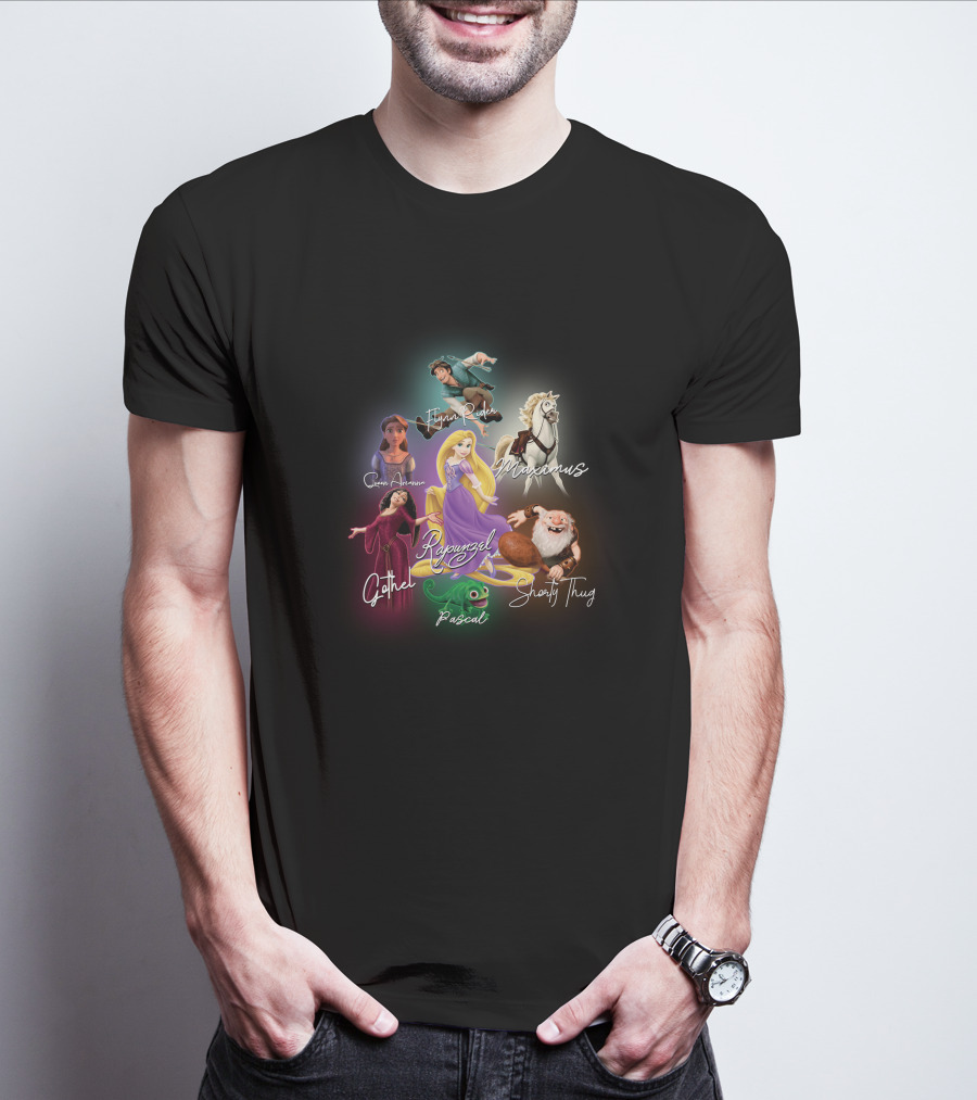 Rapunzel Flynn Rider Maximus Pascal Mother Gothel Captain Of The Guard Shorty Thug Disney Tangle Signature T-Shirt