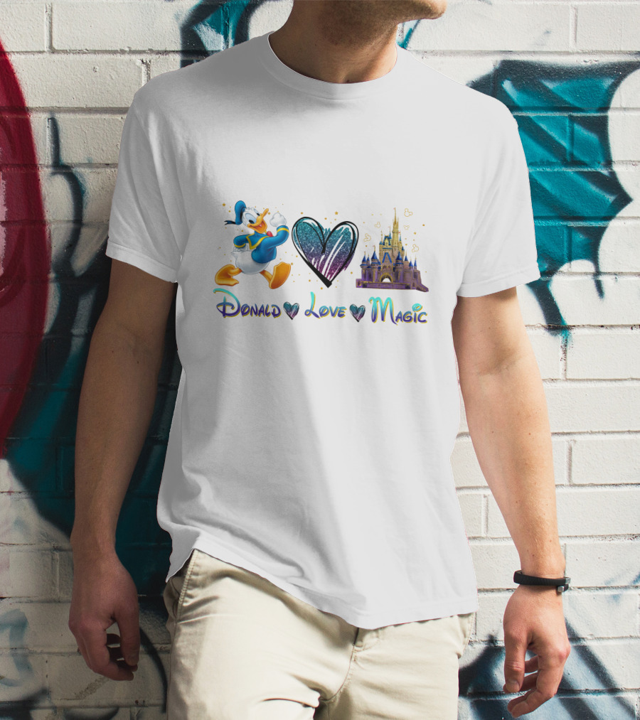 Donald Love Magic Disney Castle And Duck Heart T-Shirt