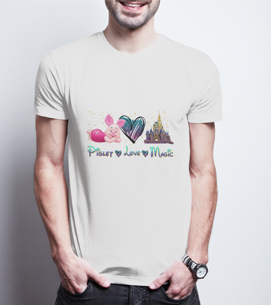 Piglet Heart Love Magic Castle Fantasy T-Shirt