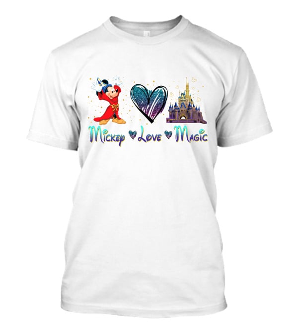 Mickey Love Magic Sorcerer Heart Castle T-Shirt