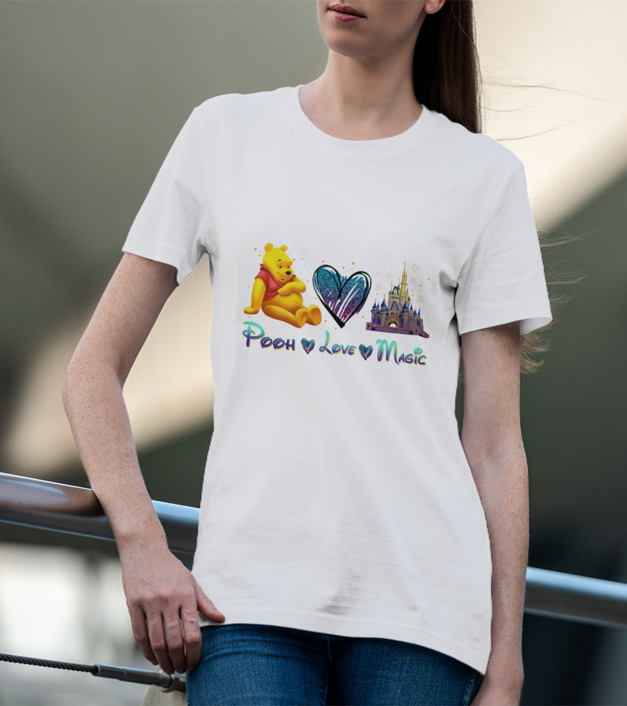 Pooh Love Magic Heart Castle Fantasy T-Shirt