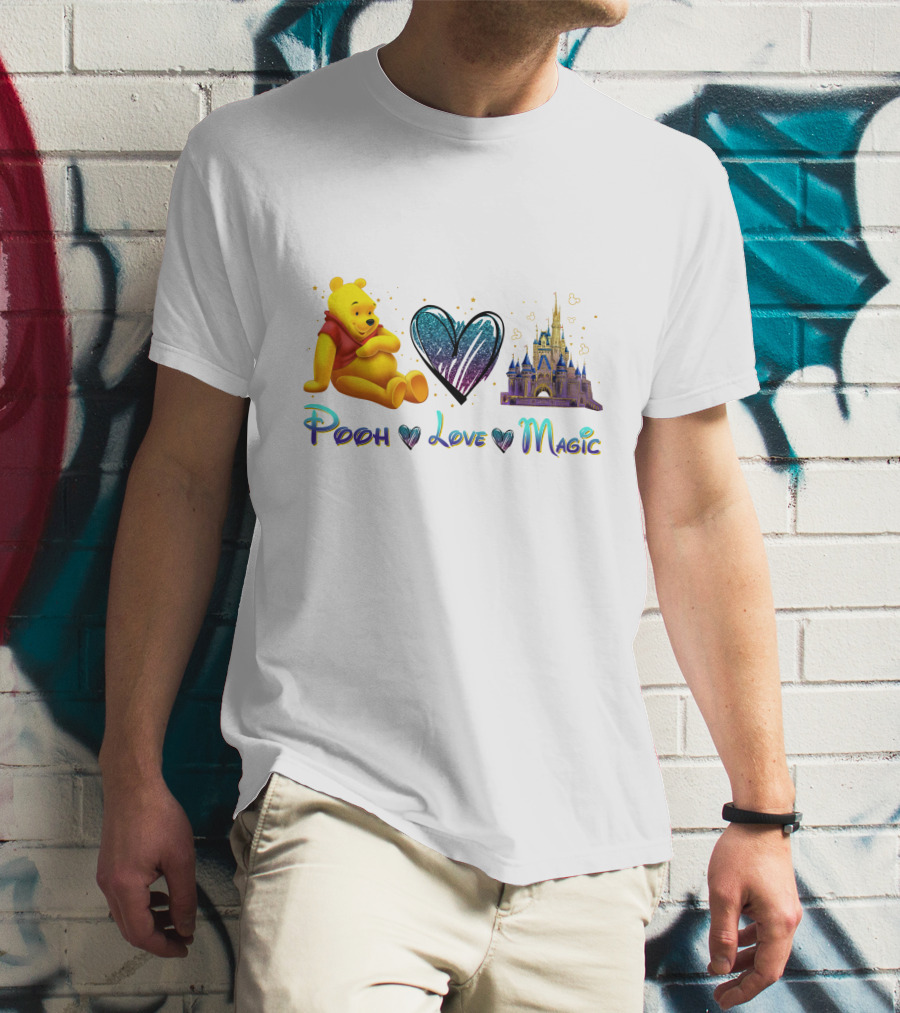 Pooh Love Magic Heart Castle Fantasy T-Shirt