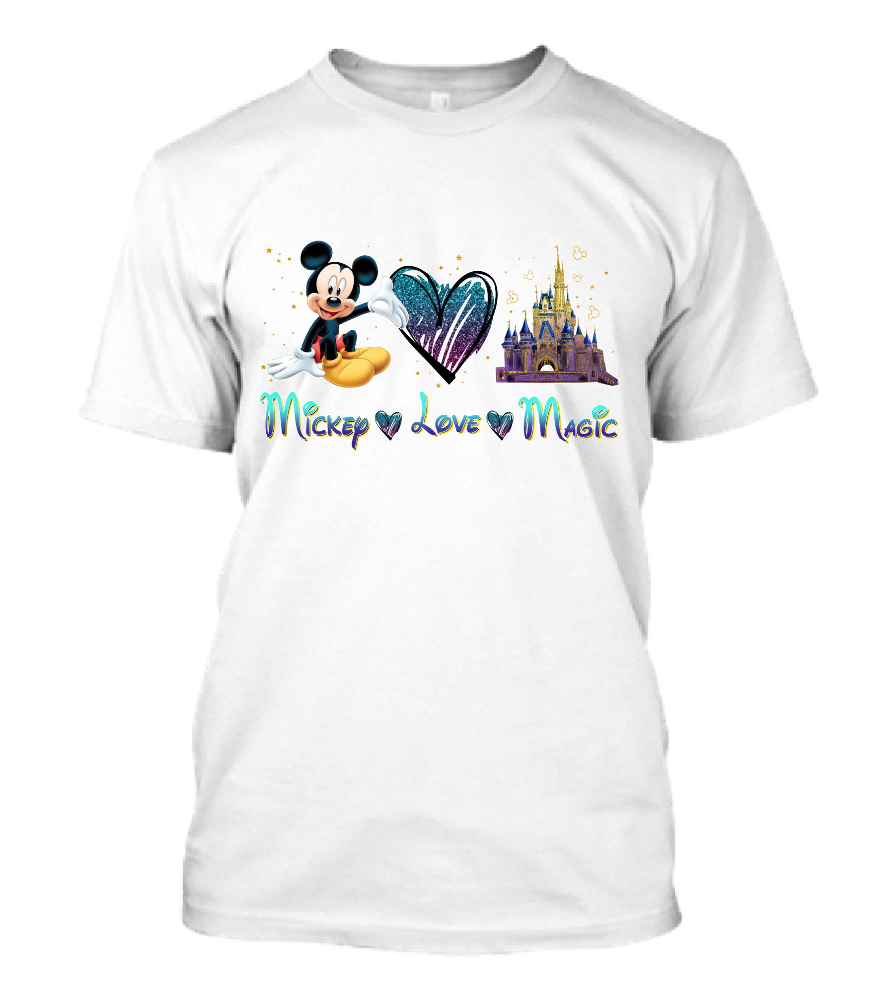Mickey Mouse Love Magic Castle Disney Iconic Heart T-Shirt