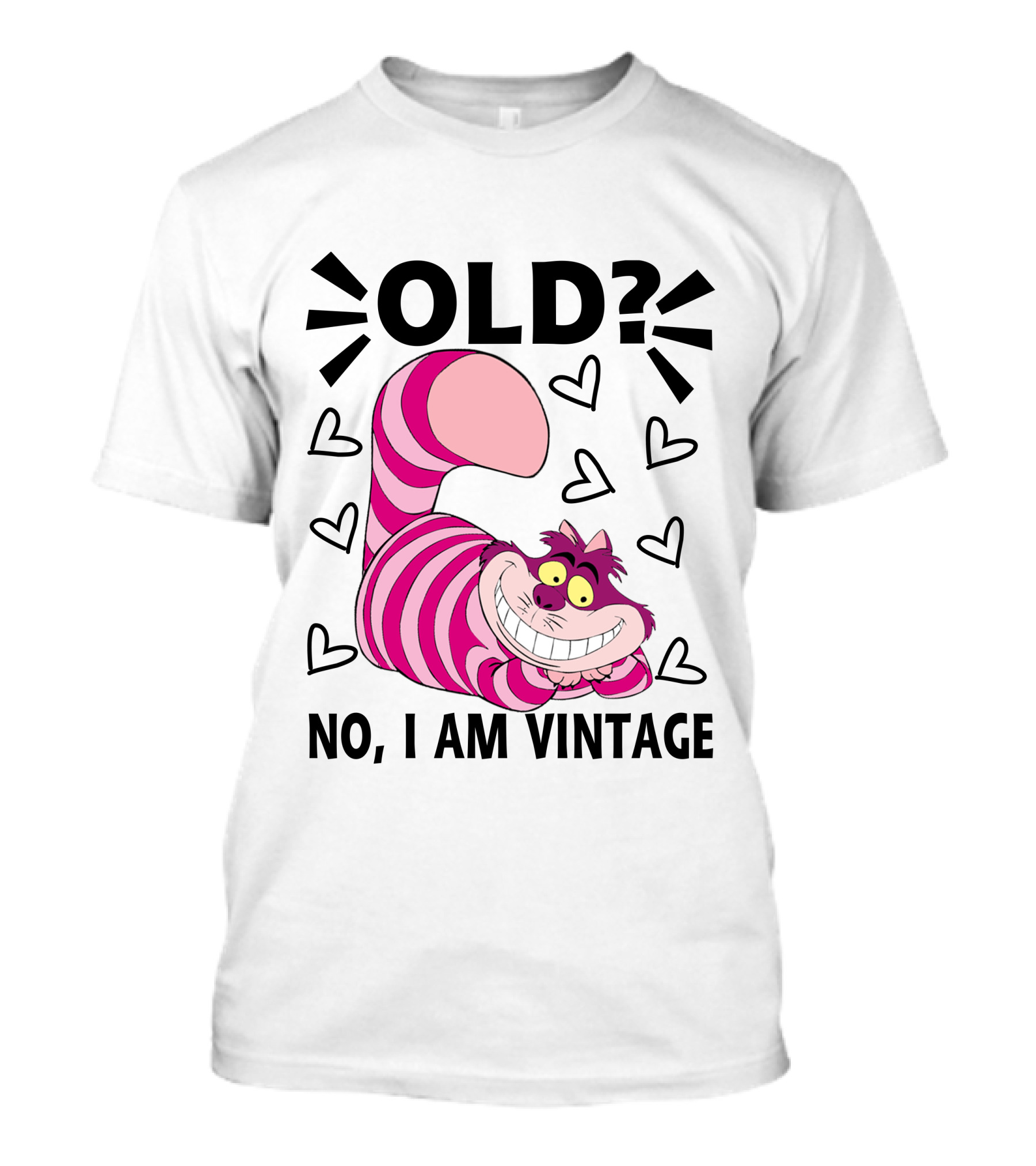 OLD NO I AM VINTAGE Cheshire Cat Hearts T-Shirt