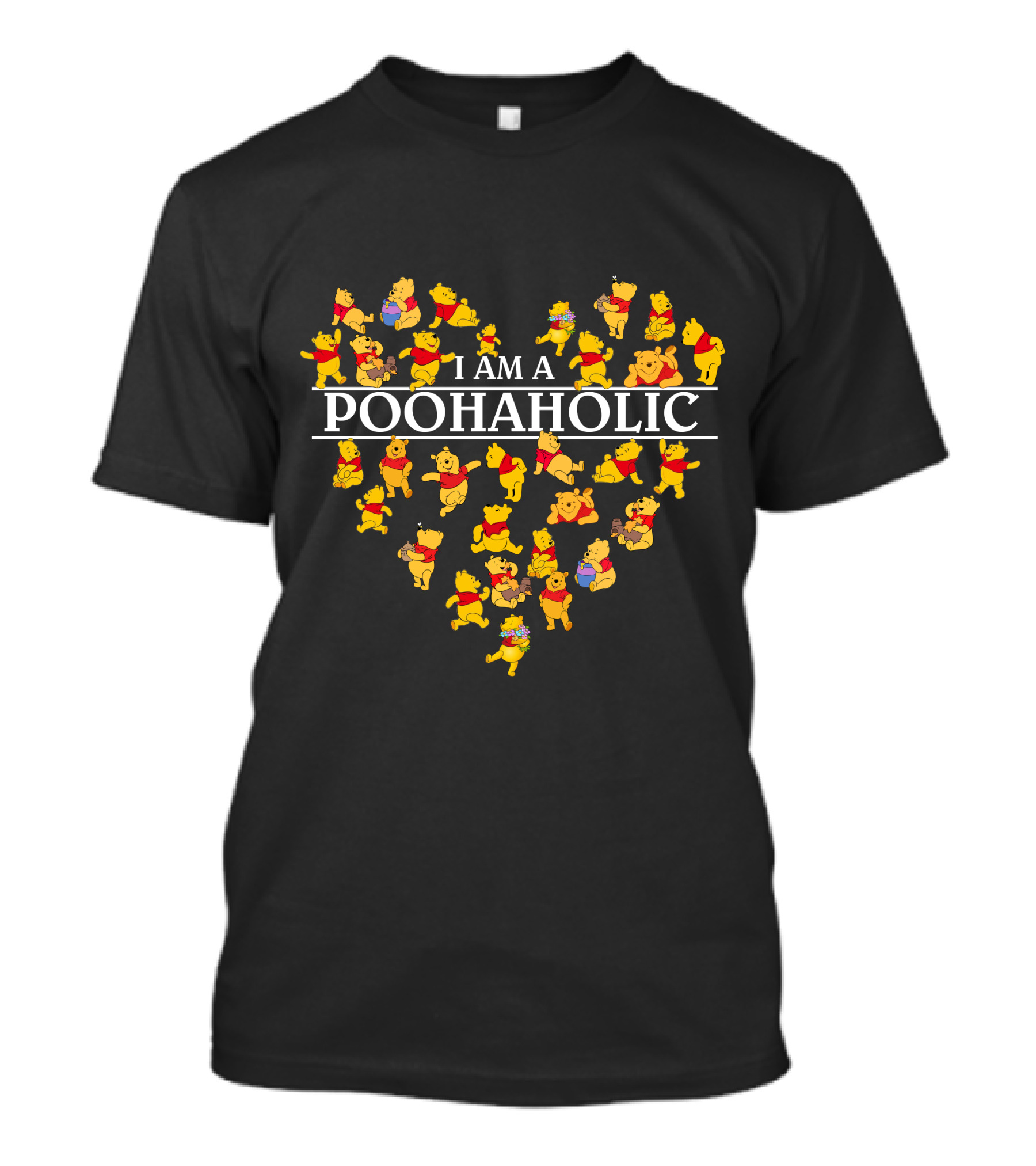 I Am A Poohaholic Heart-Shaped Character Montage T-Shirt