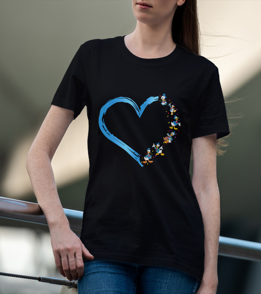 Donald Heart Blue Brushstroke Character Sequence T-Shirt