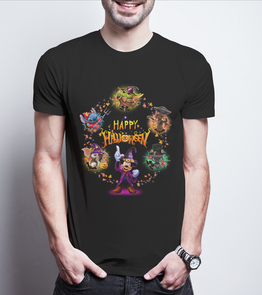 Happy Halloween Baby Yoda Friends Disney Characters T-Shirt
