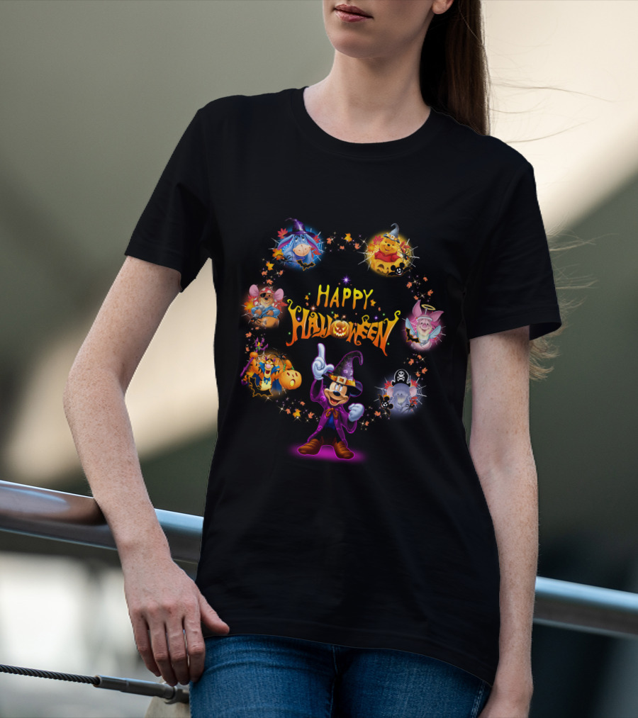 Happy Halloween Winnie The Pooh Disney Characters Magic Circle T-Shirt
