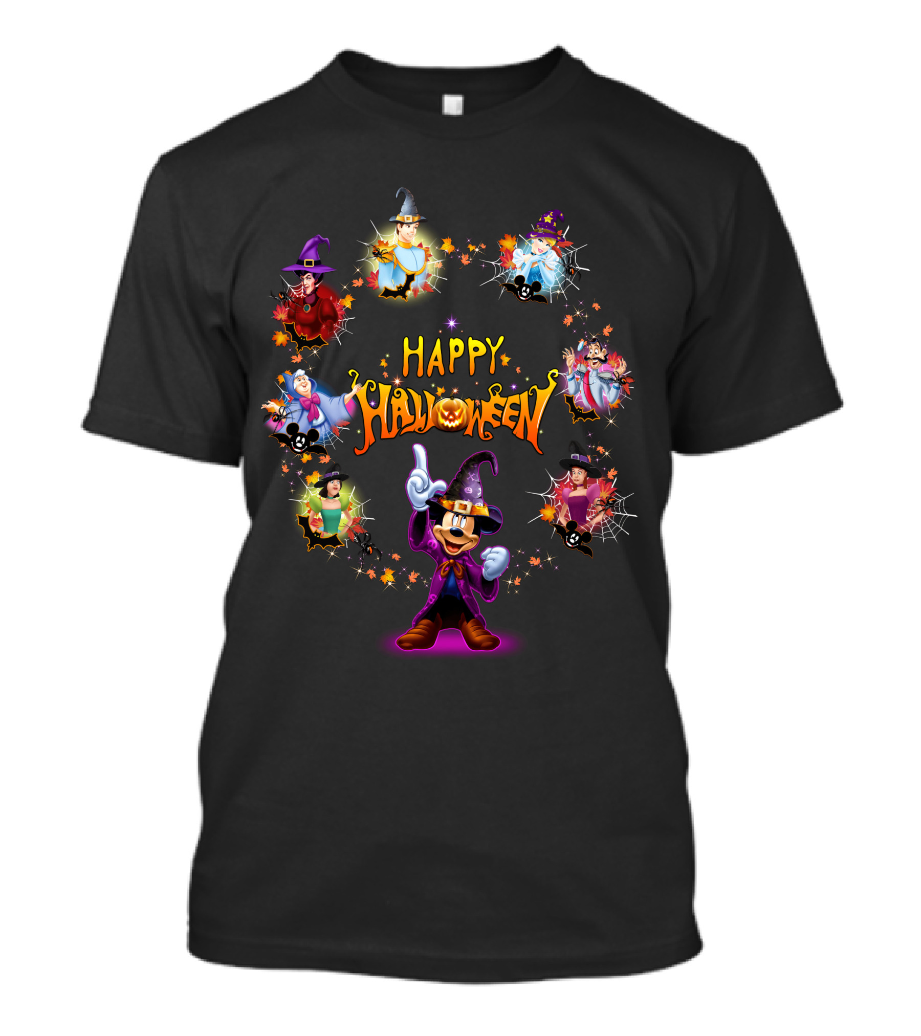 Happy Halloween Disney Mickey Mouse Cinderella Witch Costumes T-Shirt
