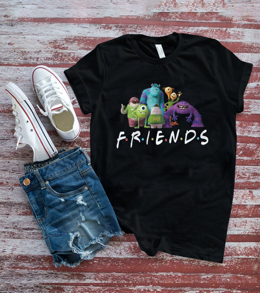 Monsters University Characters With Friends Television Show Style Letters T-Shirt