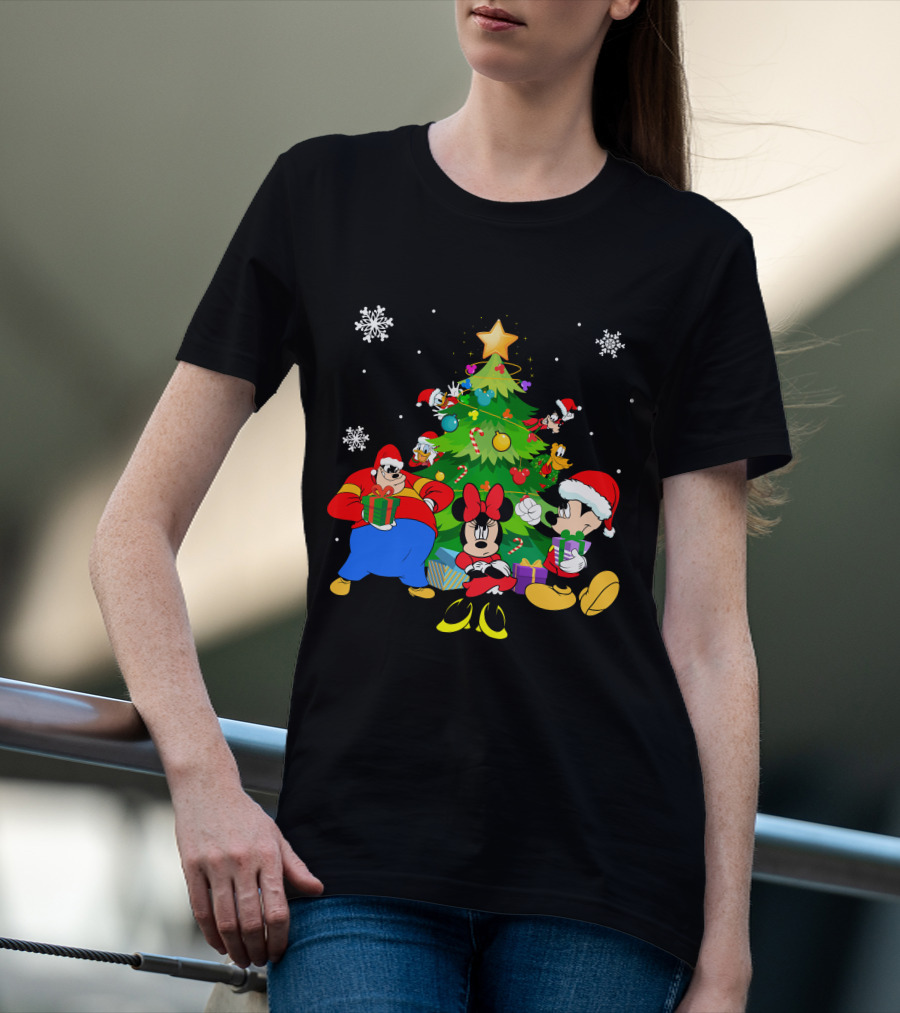 MK And Friends Christmas Tree Holiday Celebration With Gifts And Snowflakes T-Shirt