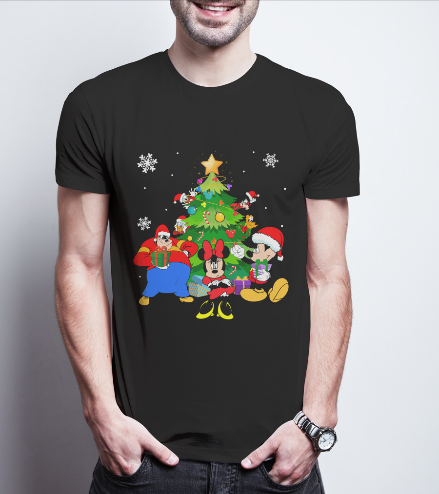 MK And Friends Christmas Tree Holiday Celebration With Gifts And Snowflakes T-Shirt