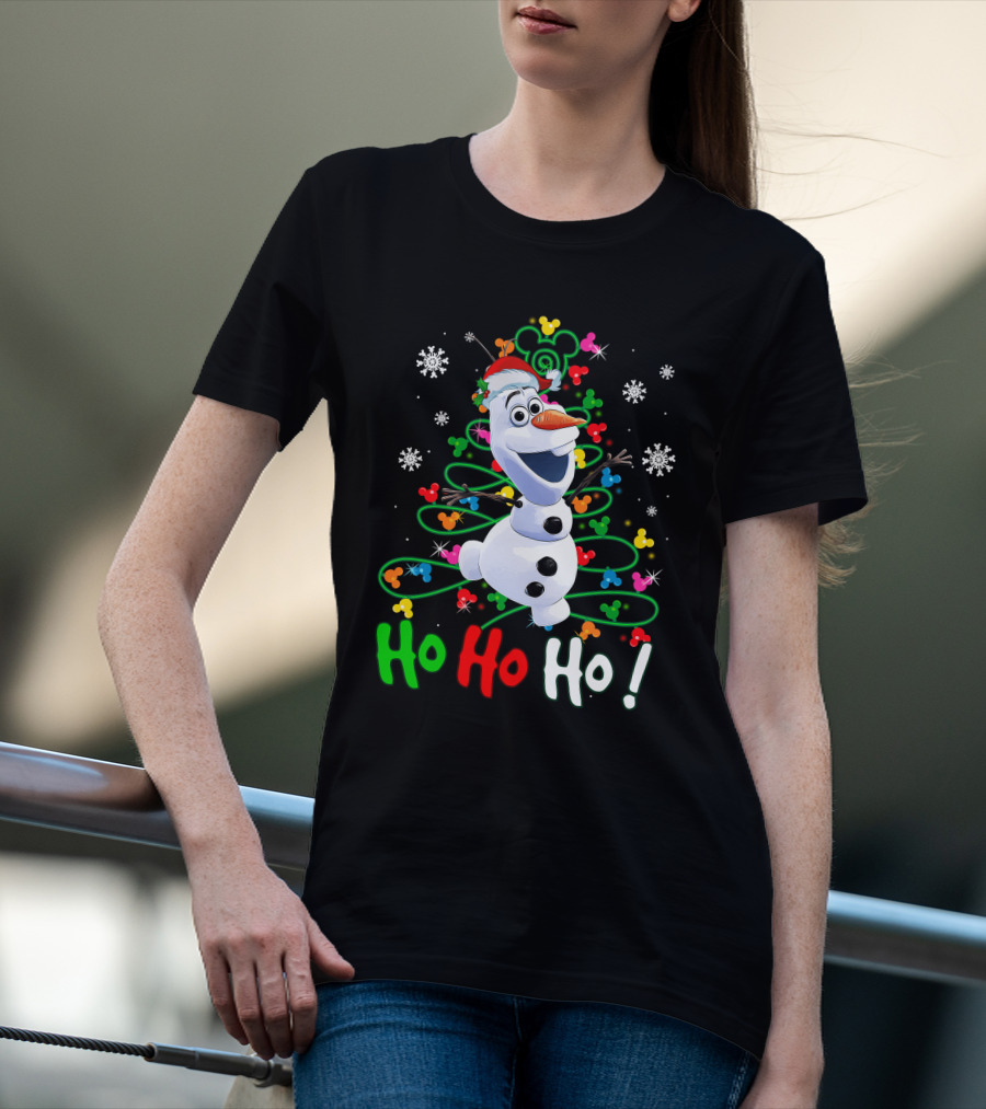 OL HHH Christmas Ho Ho Ho Olaf Disney Frozen Holiday Mickey Mouse Snowflakes T-Shirt